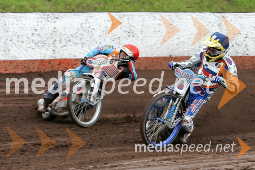 Greg Hancock (ZDA) in Matej Žagar (Slovenija)SPEEDWAY, svetovno prvenstvo ekip Miškolc, Madžarska