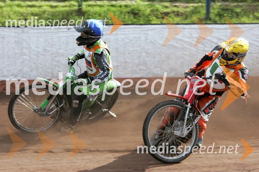 Maks Gregorič (Slovenija) in Guglielmo Franchetti (Italija)SPEEDWAY, svetovno prvenstvo ekip Miškolc, Madžarska