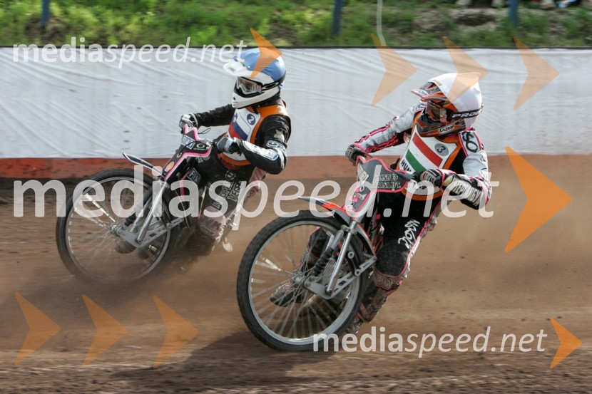 Jernej Kolenko (Slovenija) in Laszlo Szatmari (Madžarska)SPEEDWAY, svetovno prvenstvo ekip Miškolc, Madžarska