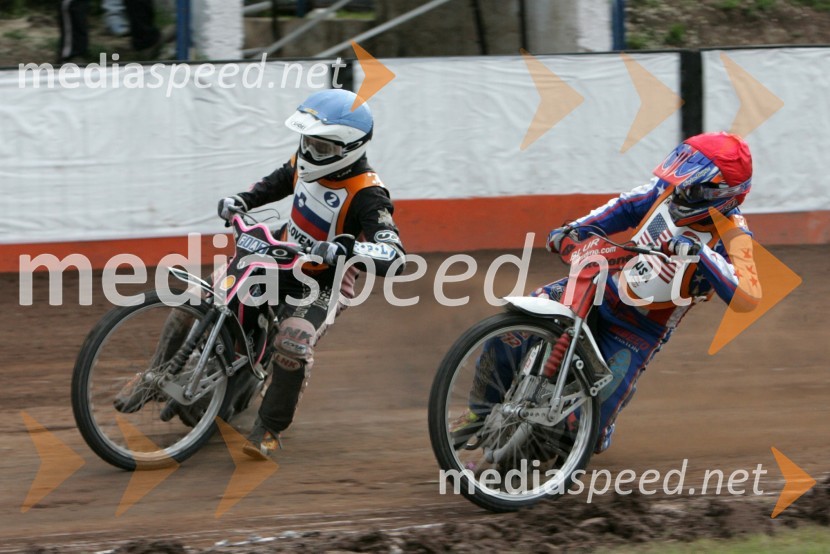 Jernej Kolenko (Slovenija) in Sam Ermolenko (ZDA)SPEEDWAY, svetovno prvenstvo ekip Miškolc, Madžarska