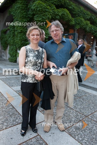 Vlado Žabot, pisatelj in soproga EvaMahler v Ljubljani, otvoritev Festivala Ljubljana 2010