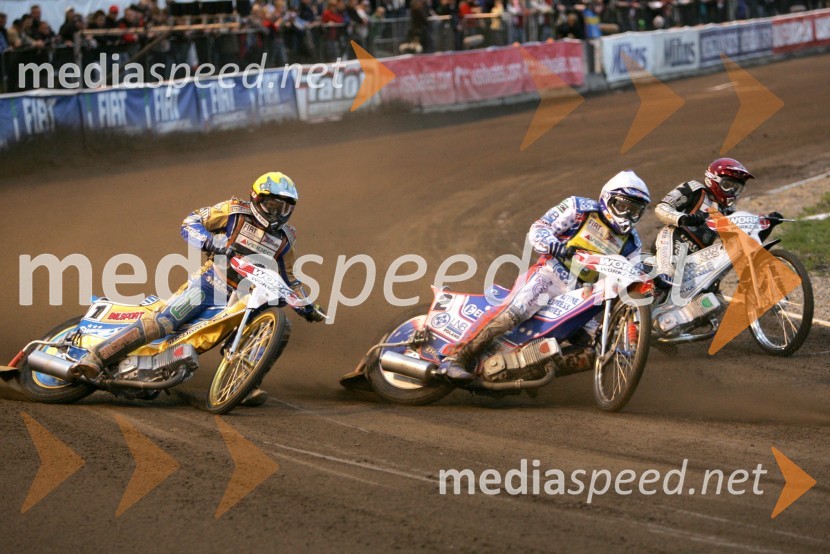 Tony Rickardsson (Švedska), Jason Crump (Avstralija) in Lee Richardson (VBR)SPEEDWAY GRAND PRIX, VN Švedske 2006, dirka