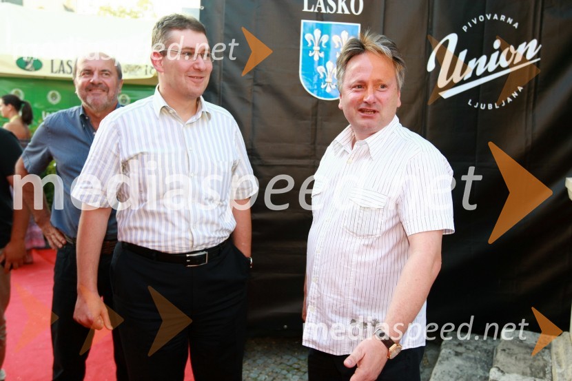 Žiga Debeljak, predsednik uprave družbe Mercator in Dušan Zorko, direktor družbe Pivovarna Laško d.d.Pivo in cvetje 2010, otvoritev