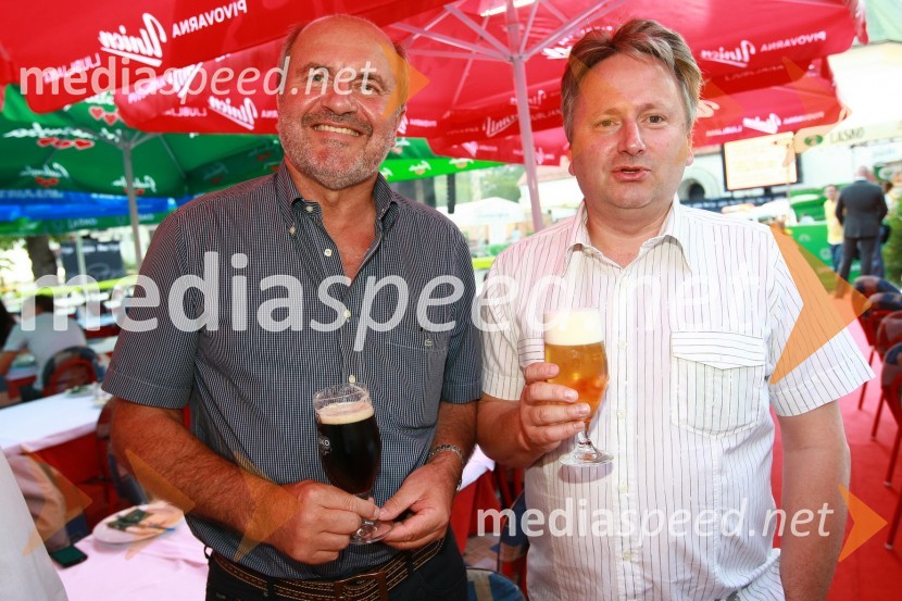 Stanislav Brodnjak, Mercator in Dušan Zorko, direktor družbe Pivovarna Laško d.d.  	 
	Pivo in cvetje 2010, otvoritev