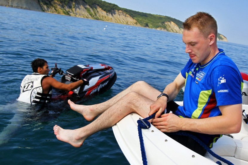 Rok Florjančič, svetovni prvak v jet skiju in Jari Matti Latvala, voznik ekipe BP Ford Abu Dhabi World Rally TeamJari Matti Latvala, rally voznik na obisku v Sloveniji