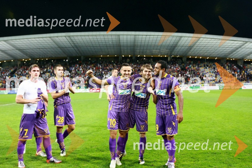 Veselje nogometašev NK Maribor ob zmagiNK Maribor - Videoton, 3. krog kvalifikacij za Ligo Europa