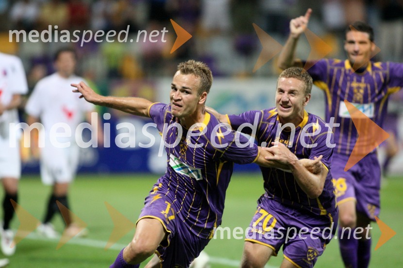 Dalibor Volaš in Aleš Mertelj, nogometaša NK MariborNK Maribor - Videoton, 3. krog kvalifikacij za Ligo Europa