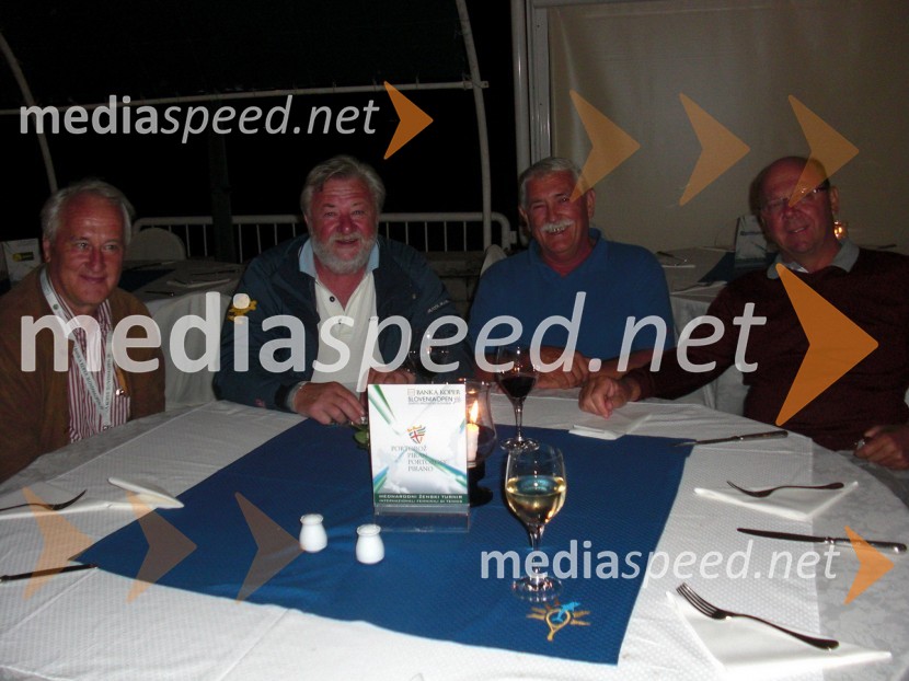 Vojko Čok, predsednik nadzornega sveta Banke Koper, ..., ... in Franc Bizjak, član organizacijskega odbora Banka Koper Slovenia OpenSlovenia Open 2010, finale