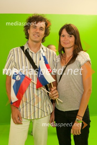 Zvezdan Martič, multimedijalec in punca Ana JurišičŠportni park Stožice, otvoritvena košarkarska tekma Slovenija : Španija