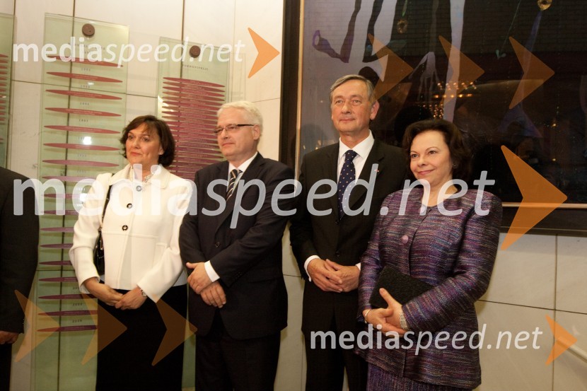 dr. Ivo Josipović, predsednik Republike Hrvaške, soproga Tatjana , dr. Danilo Türk, predsednik Republike Slovenije in soproga Barbara Miklič TürkFestival Ljubljana: koncert Mariinskega gledališča iz Sankt Petersburga