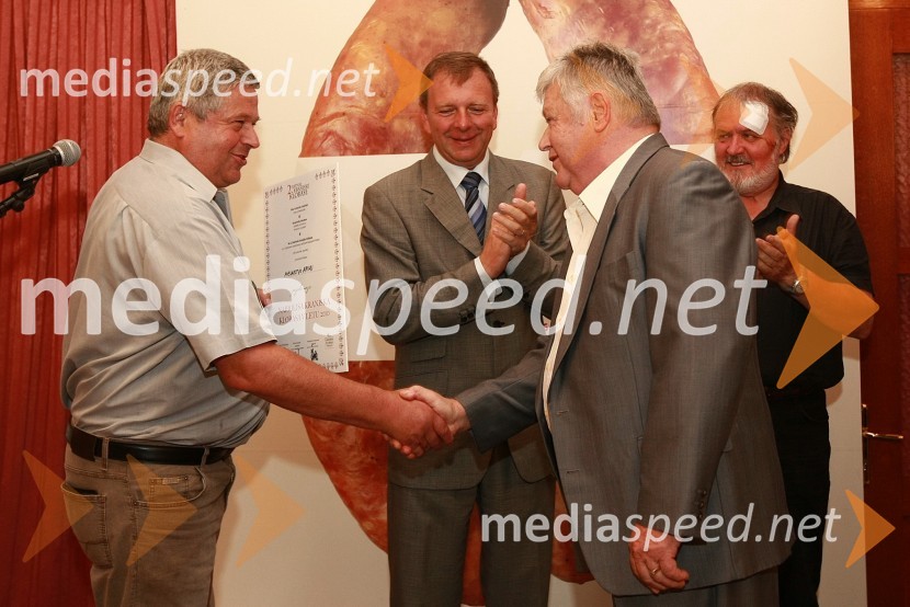 Franci Jezeršek, Hiša kulinarike Jezeršek in Boris Jež, GIZ Kranjska klobasa ter Anton Arvaj, Mesarija Arvaj in Janez Bogataj, etnolog2. festival Kranjske klobase