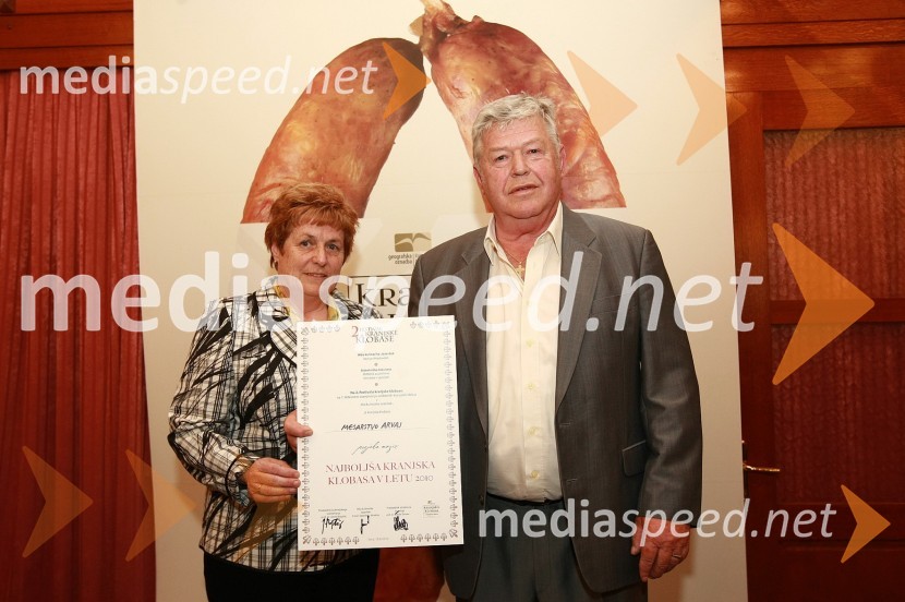 Ivica Arvaj, gostinka in Anton Arvaj, Mesarija Arvaj2. festival Kranjske klobase