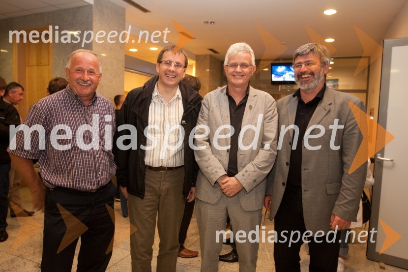 Drago Banovič, Jani Möderndorfer, podžupan Ljubljane, Pavel Gantar, predsednik Državnega zbora Republike Slovenije in  	Roman Jakič, direktor Zavoda Tivoli24ever, poslovilna tekma Tomaža Vnuka