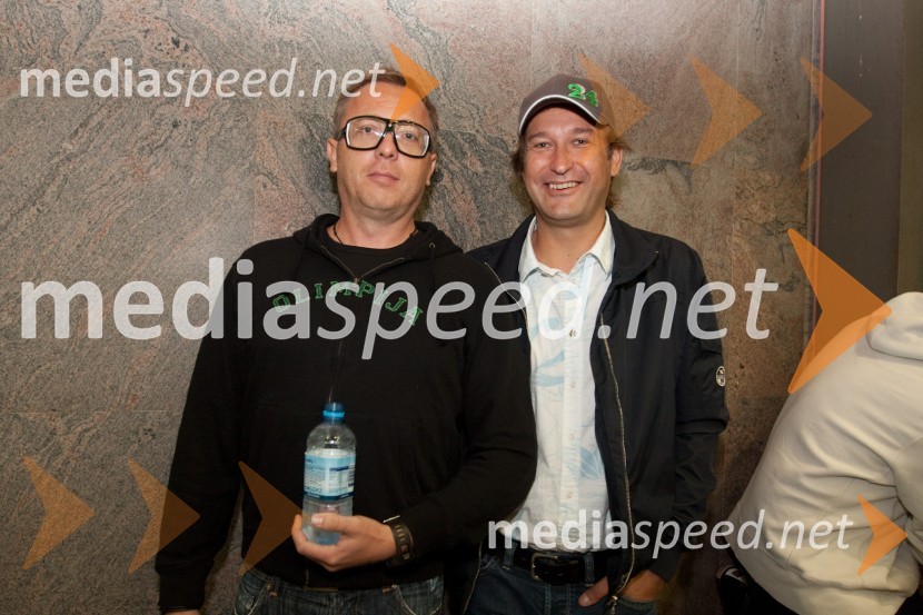 Robert Pečnik Pečo, povezovalec prireditve in David Havlina24ever, poslovilna tekma Tomaža Vnuka