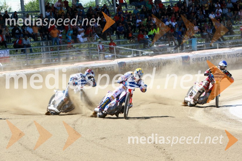 Nicki Pedersen (Danska), Jason Crump (Avstralija) in Magnus Zetterstrom (Švedska)Speedway, SGP 2010, VN Hrvaške  2010