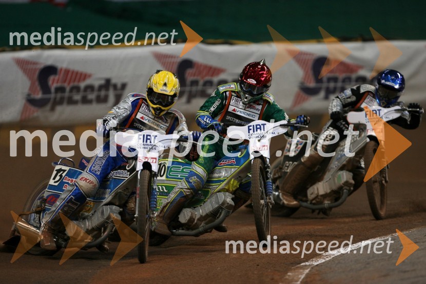 Matej Žagar (Slovenija), Antonio Lindbaeck (Švedska) in Lee Richardson (VBR)SPEEDWAY GRAND PRIX, VN Velike Britanije 2006, dirka