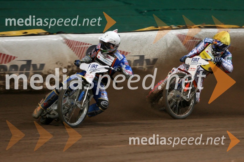 Bjarne Pedersen (Danska) in Jason Crump (Avstralija)SPEEDWAY GRAND PRIX, VN Velike Britanije 2006, dirka