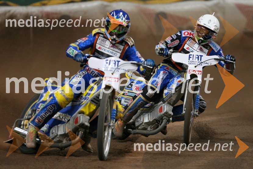 Andreas Jonsson (Švedska) in Bjarne Pedersen (Danska)SPEEDWAY GRAND PRIX, VN Velike Britanije 2006, dirka