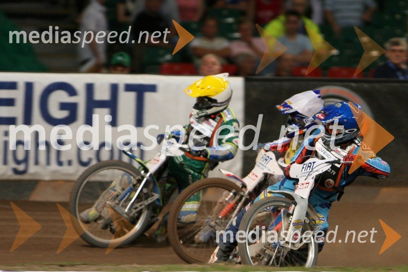Antonino Lindbaeck (Švedska), Jason Crump (Avstralija) in Greg Hancock (ZDA)SPEEDWAY GRAND PRIX, VN Velike Britanije 2006, dirka