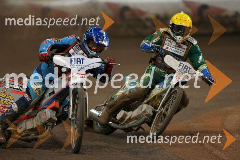 Greg Hancock (ZDA) in Antonino Lindbaeck (Švedska)SPEEDWAY GRAND PRIX, VN Velike Britanije 2006, dirka