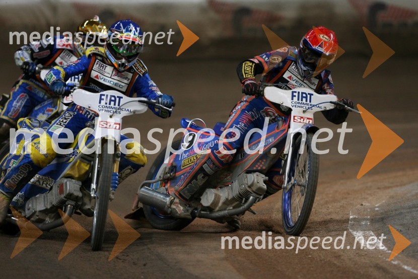 Andreas Jonsson (Švedska) in Scott Nicholls (VBR)SPEEDWAY GRAND PRIX, VN Velike Britanije 2006, dirka