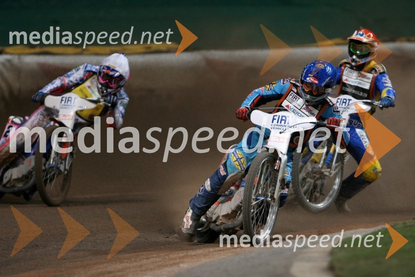 Jason Crump (Avstralija), Greg Hancock (ZDA) in Andreas Jonsson (Švedska)SPEEDWAY GRAND PRIX, VN Velike Britanije 2006, dirka