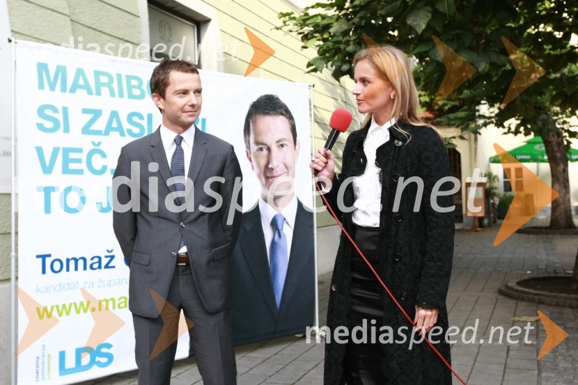 Tomaž Orešič, kandidat za župana Mestne občine Maribor in Katarina Kresal, ministrica za notranje zadeveStranka LDS odprla štab v Mariboru
