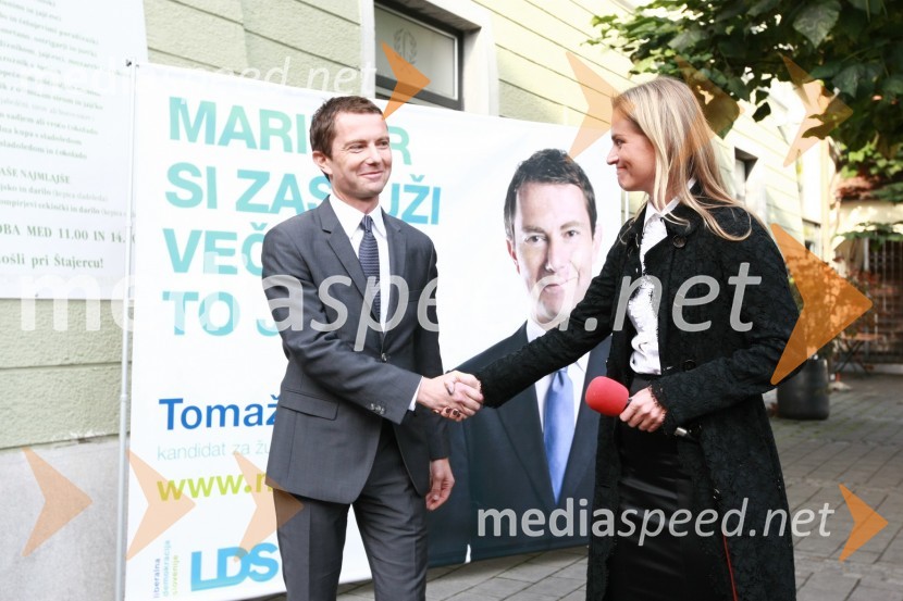 Tomaž Orešič, kandidat za župana Mestne občine Maribor in Katarina Kresal, ministrica za notranje zadeveStranka LDS odprla štab v Mariboru
