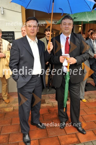 Mag. Anton Balažek, župan občine Lendava in njegov hrvaški kolegaLendavska trgatev 2010