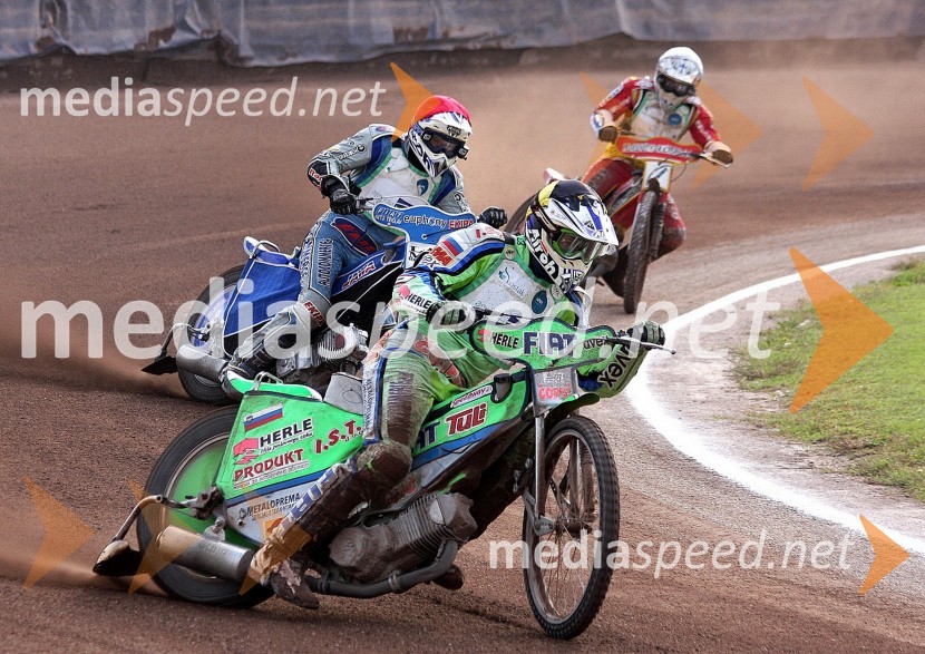Beno Lipnik (AMTK Ljubljana), Ladislav Vida (ST Lendava) in Matic Ivačič (AMD Krško)Speedway, Državno prvenstvo posameznikov, 3. dirka
