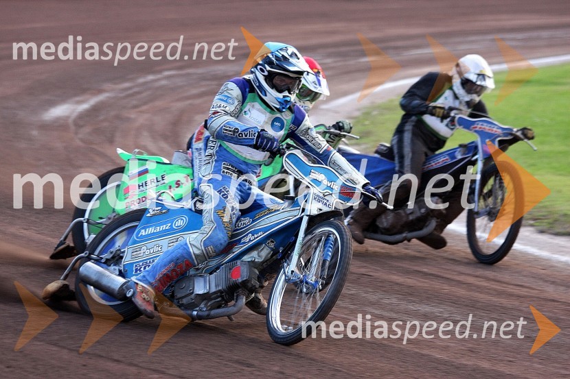 Dino Kovačič (SK Unia Goričan), Beno Lipnik (AMTK Ljubljana) in Nejc Malešič (AMTK Ljubljana)Speedway, Državno prvenstvo posameznikov, 3. dirka