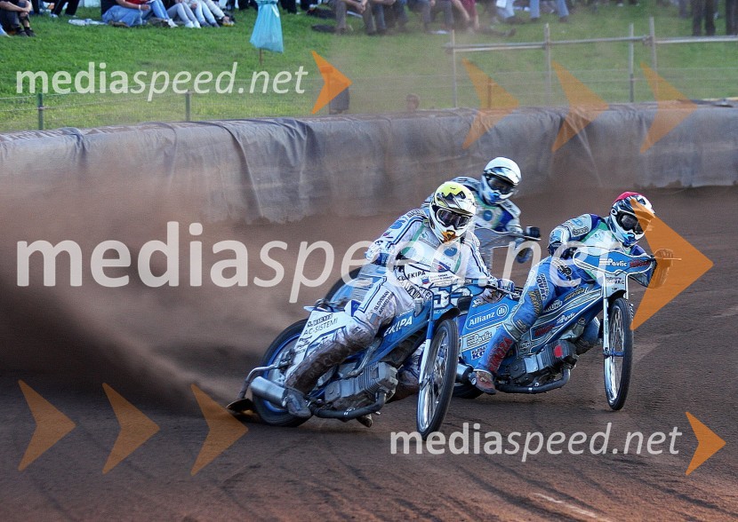Matej Žagar (AMTK Ljubljana), Dino Kovačič (SK Unia Goričan) in Renato Cvetko (SK Unia Goričan)Speedway, Državno prvenstvo posameznikov, 3. dirka