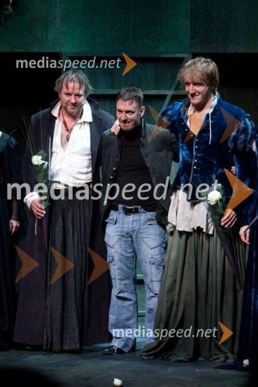 Jožef Ropoša, igralec, Diego de Brea, režiser in Matej Puc, igralecRomeo in Julija, premiera v MGL in podelitev 23. Dnevnikove nagrade