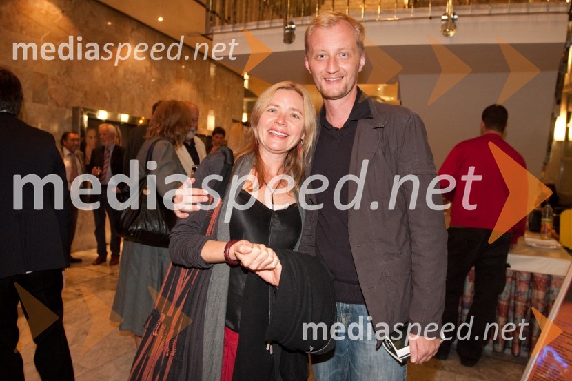 Vesna Jevnikar, igralka in Alen Jelen, režiser in tajnik ZDUSObisk stare gospe, premiera SNG Nova Gorica