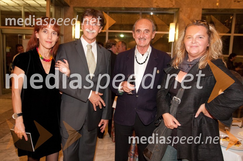 Barbara Hieng SAmobor, direktorica MGL, Jožko Čuk, direktor SNG Nova Gorica, Svetozar POlič, okoljevarstvenik, znanstvenik in Katja Pegan, direktorica Gledališča KoperObisk stare gospe, premiera SNG Nova Gorica