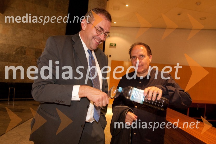 Borut Bašin, odnosi z javnostjo SNG NG  in Milan Vodopivec, igralecObisk stare gospe, premiera SNG Nova Gorica