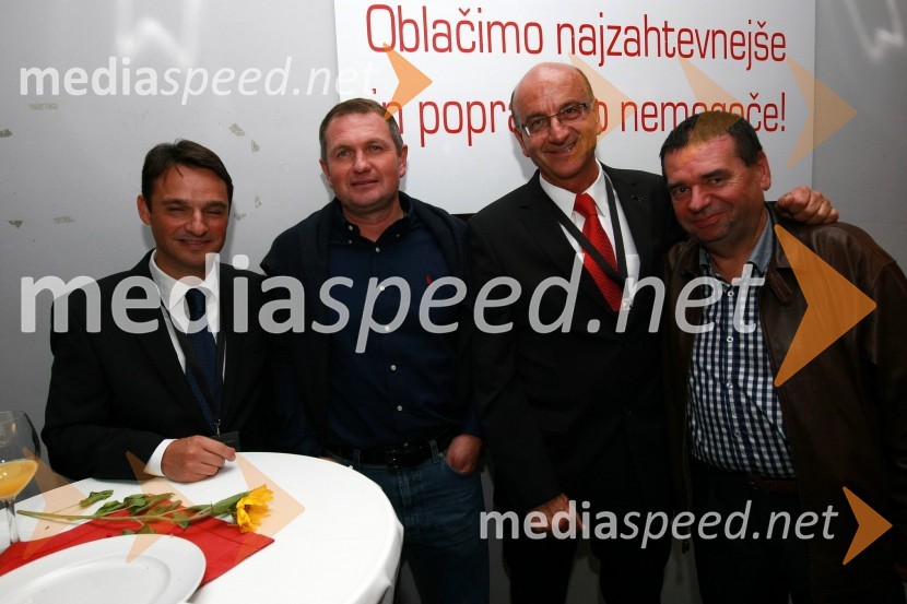 Danilo Ferjančič, generalni direktor Porsche Slovenija d.o.o., Matjaž Kek, selektor slovenske nogometne reprezentance, Heinz Slesak, generalni direktor Porsche Slovenija d.o.o. in  Srečko Vilar, generalni sekretar Zlate lisicePorsche Slovenija, Poslovni poligon