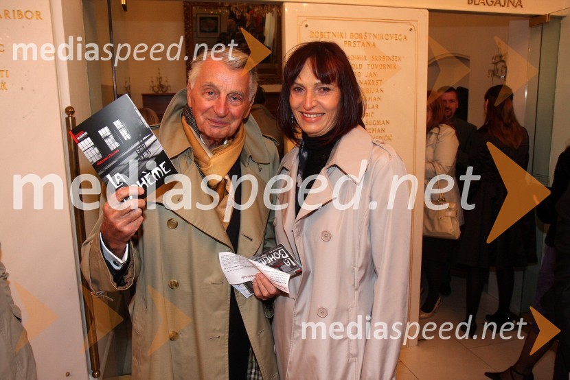 Demeter Bitenc, igralec ter spremljevalka Majda PintarLa boheme, premiera opere SNG Maribor