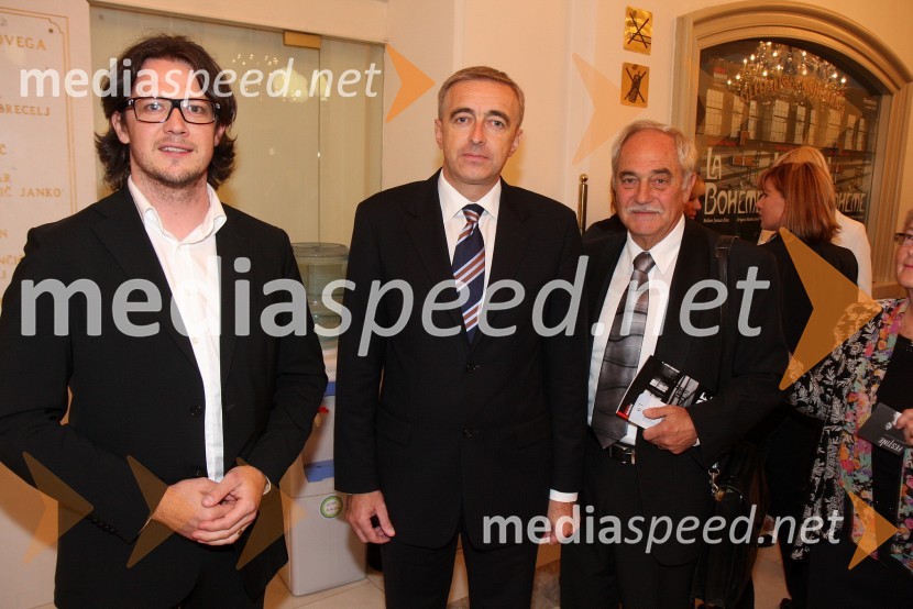 Boštjan Kljun, tv voditelj, Aleš Zalar, minister za pravosodje ter Rudi Moge, nekdanji poslanec DZ in predsednik sveta SNG MariborLa boheme, premiera opere SNG Maribor