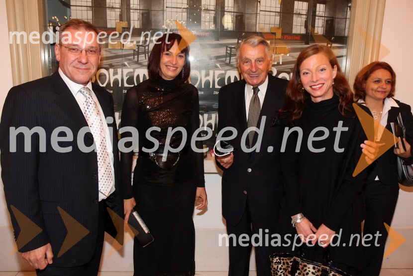 Aleš Valič, dekan AGRFT, Majda Pintar, Demeter Bitenc, igralec in Nataša Matjašec Rošker, igralkaLa boheme, premiera opere SNG Maribor