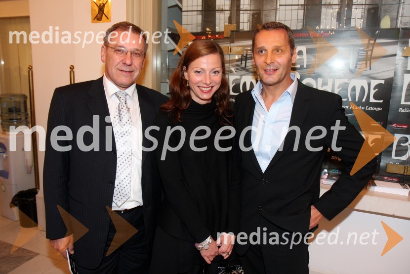Aleš Valič, dekan AGRFT, Nataša Matjašec Rošker, igralka in Danilo Rošker, direktor SNG MariborLa boheme, premiera opere SNG Maribor