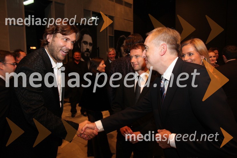 Slavko Sekulić, operni pevec  in Aleš Zalar, minister za pravosodjeLa boheme, premiera opere SNG Maribor