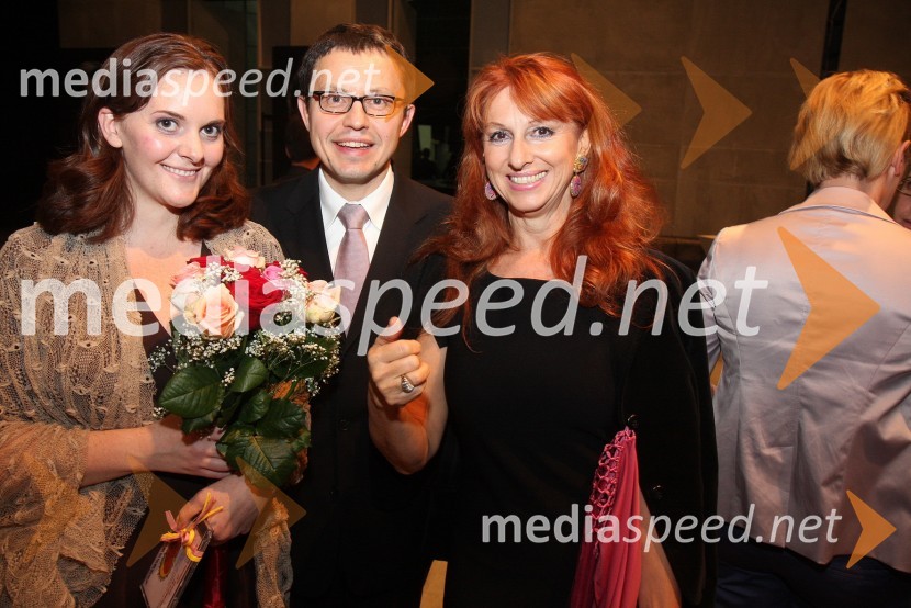 Jessica Muirhead, operna pevka, Janko Kastelic, umetniški direktor Opere SNG Maribor in Maria Grazia PatellaLa boheme, premiera opere SNG Maribor