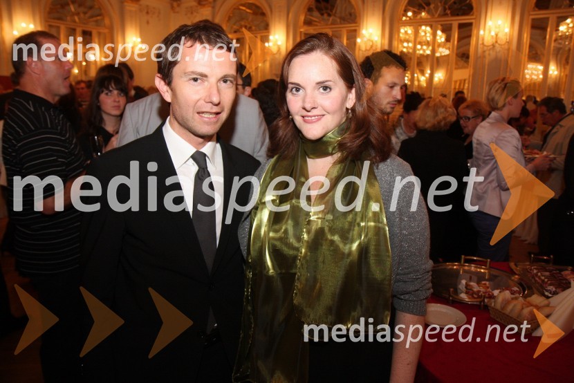 Tomaž Orešič, kandidat za župana Mestne občine Maribor in Jessica Muirhead, operna pevkaLa boheme, premiera opere SNG Maribor