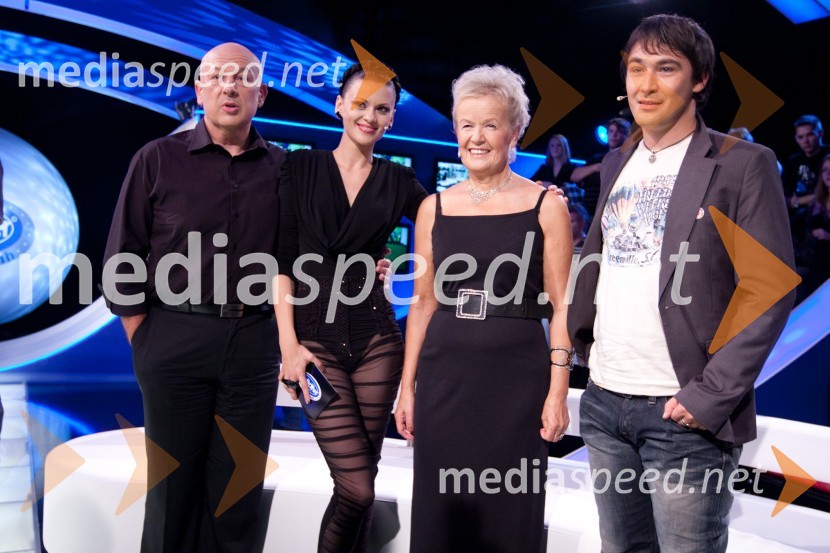 Ivo Godnič, Nina Osenar, voditeljica oddaje, Angelca Likovič in Goran BreščanskiBig brother slavnih 2010