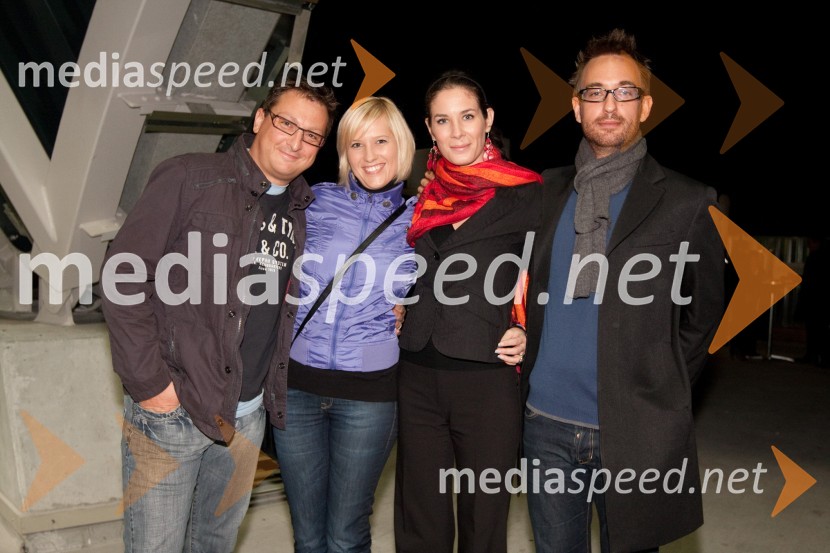 Teo Meršol, Estera Meršol, Ivjana Banič, moderatorka na Radio 1 in Tine VerboleJosé Carreras, koncert opernega pevca