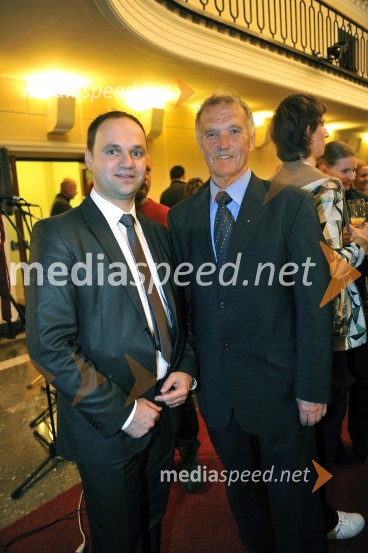 Zoran Podkoritnik, menedžer Hotela Evropa in Borut Alujevič, nekdanji upravnik SLG CeljeŽupanova Micka, premiera komedije SLG Celje