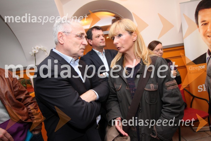 Ivo Vajgl, evroposlanec in Janja Vidmar, pisateljicaSpremljanje rezultatov v štabih kandidatov za župana Mestne občine Maribor