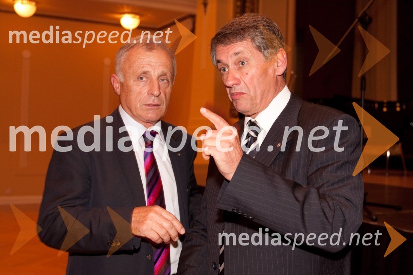 Tone Glavan, pomočnik guvernerja za District in Franc Jamšek, Rotary klub Ljubljana, eden prvih rotarijcev v samostojni SlovenijiRotary club Ljubljana praznoval 20 let
