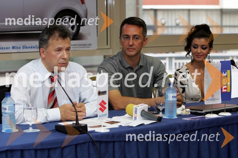 Zdravko Geržina, lastnik licence za Miss Slovenije, Marino Samardžija, direktor Net Tv in Sanja Grohar, Miss Slovenije 2005Miss Slovenije 2006, finalni izbor